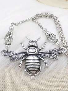 1 件银色金属蜜蜂昆虫动物吊坠项链，适合男士/女士、派对、日常装扮、配饰 - 銀色 - 查看 10
