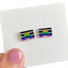 Colorful Cute Shiny Mini Earrings, Festive Mood Flag Ally Earrings