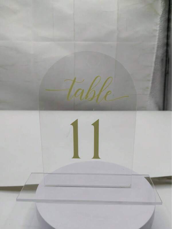 5pcs Acrylic Wedding Table Numbers 1-5/6-10/11-15/16-20 (With Stands), 12.7 *17.8cm Gold Color Thick & Durable Acrylic Table Number Signs 1-20, Suitable For Receptions, Birthday, Anniversary, Wedding Party Decor