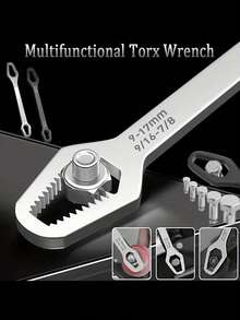 1 件装多用途黑色 5 毫米厚梅花扳手，可调节自紧双头扳手，扳手口尺寸 3-17 毫米，适用于汽车和家庭使用的便携式手动工具