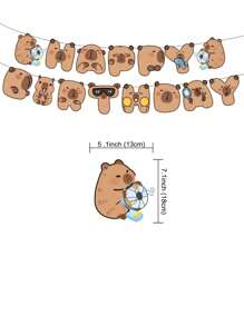 12pcs Adorable Capybara Birthday Party Decorations Banner, Playful Design, Party Decorations Suitable For Theme Parties, Festivals, Animal-Themed Celebrations