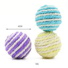 Pet Toys, Sisal Spherical Cat Toys.Small 4cm Scratch-Resistant Cat Toys, Sisal Cat Teaser Balls - Sisal Rattle Balls With Knitted Wool, Suitable For Indoor Cats (1PC, Random Color) - 隨機顏色 - 查看 6