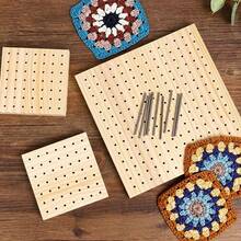 3.94英寸/7.87英寸/11.81英寸木制针织挡板格子钩针挡板垫，适用于披肩、围巾、袜子、毛衣和DIY手工项目钩针配件礼物 - 原木色 - 查看 3