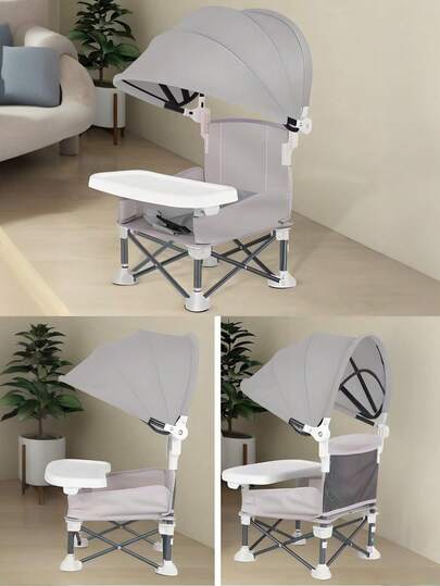 1 Multifunctional Baby Dining Chair. Two Styles: Regular And Canopy. Foldable Baby Seat. Suitable For Home And Outdoor Use. Comes With A Safety Buckle. Suitable For Babies Under 3 Years Old. Material: 300D Oxford Cloth + Aluminum Alloy Tube. Comes With A Storage Bag (Do Not Purchase For Babies Over 3 Years Old).