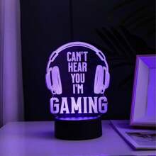 1 peça de luz noturna para fones de ouvido 3D para jogos - alimentação USB, controle por toque, gradiente de 7 cores, design "Estou jogando, não consigo ouvir você", ideal para decoração de sala de jogos ou quarto, presente perfeito para jogadores, iluminação para sala de jogos, decoração moderna para sala de jogos, iluminação LED criativa