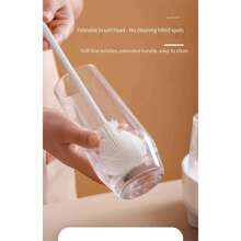 1 pieza Cepillo de silicona giratorio 360° con cabezal plegable y mango largo - Estropajo reutilizable para múltiples superficies para botellas, tazas, cocina, hogar y limpieza comercial - Inalámbrico, duradero y fácil de limpiar, cepillo de limpieza multifuncional, limpiador de tazas, mango ergonómico, silicona duradera, entrega de estilo aleatorio