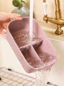 1pc Ceramic Bento Box, Square Compartment Lunch Plate, Airtight Meal Prep Container, High-Quality Lunch Box For Students