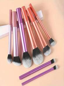 8pcs Colorful Portable Makeup Brush Set, Made Of High-Strength Plastic Handles, Lightweight And Durable, With Premium Synthetic Soft Hair Bristles, Suitable For Makeup Enthusiasts, Ideal For Holiday Gifts