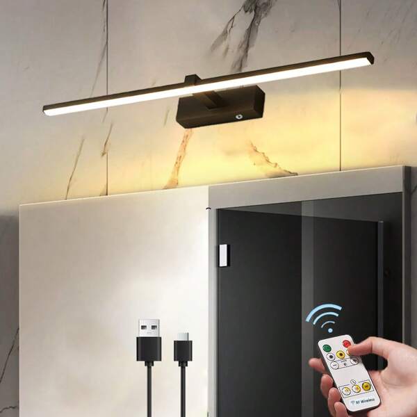 Modern Wireless Rechargeable Mirror Wall Lights Modern Design With 4000mAh Battery Luxury Home Decor 1/2Pcs Black Minimalist Wireless LED Wall Lights Luxury For Living Room Hallway Lamp Toilet Bathroom Vanity Light With Remote Control Frames Remote Control Mirror Wall Lights Dining Areas More Wireless Charging Suspension Wall Lamp