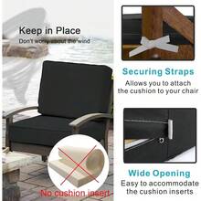 Local Delivery- Outdoor Cushion Slipcovers Waterproof 4 Pack Patio Chair Seat Cushion Covers With Zipper And Tie, 22 X 20 X 4 Inch, Replacement Cover Only - Black - View 4