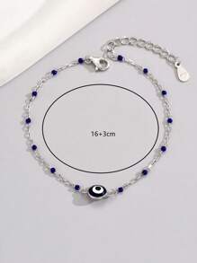 Pulseira minimalista de prata esterlina 925 com zircônia cúbica e design de mau-olhado, 1 peça, uso diário feminino, férias, namoro, presente