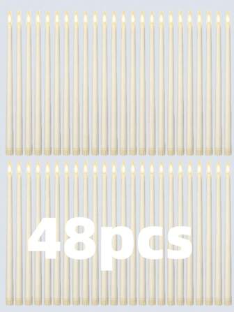 6/12/48pcs Flameless LED Cone Candles, Battery Powered Flickering Candles, 10.63 Inch Tall Candles, Suitable For Christmas, Valentine's Day, Church Weddings