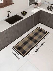 1 pezzo Tappetino da cucina in gel di silice, colore cachi con disegno a blocchi di colore, design lineare, stile minimalista di lusso, tappeto da cucina imbottito anti-fatica, tappeto da cucina assorbente l'acqua e antiscivolo, spessore di circa 3 mm, rifilabile, tappetino morbido e durevole con superficie in tessuto, strato intermedio in schiuma, fondo in gomma, adatto per cucina, bagno, ingresso, lavanderia