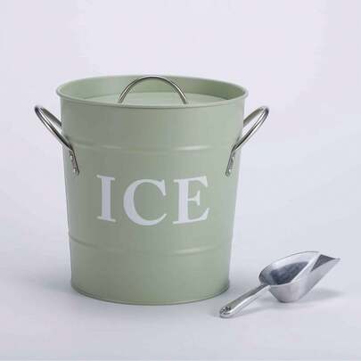 Round Ice Bucket, Multipurpose Galvanized Ice Bucket With Lid And Ice Shovel For Bar, Restaurant, And Party, 5.8L