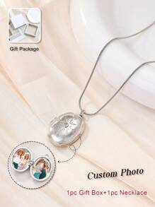 Customized Oval Photo Locket Necklace, Personalized Necklace For Women, Suitable As Birthday, Thanksgiving, Mother's Day, Graduation Gifts, Gift For Mom, Gift For Friends