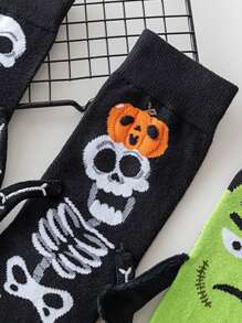 1/2/3/5 Pares de calcetines de media caña del mismo tipo para hombres y mujeres, calcetines de punto con calavera, nuevos calcetines de media caña con cajón magnético, calcetines de Halloween para hombres y mujeres, calcetines para novia, calcetines para parejas