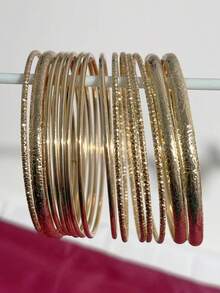 14 buc/set brățări minimaliste stratificate pentru femei, bijuterii zilnice elegante și la modă - Aur - Vizualizare 4