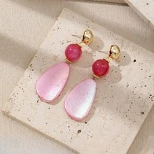 1 Pair Handmade Bohemian Style Resin Water Drop Dangle Earrings For Women, Unique Design & Colors, Irregular