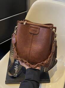 [Versatile Fashion] Vintage-Inspired Women's Crossbody Bag - Stylish Shoulder Purse With Detachable Strap, Magnetic Closure, And Multiple Compartments In Coffee Brown