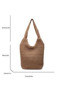 Bolso de playa trenzado de gran capacidad, bolso de mano y monedero de paja de verano, bolso bohemio de hombro para mujeres y damas, bolso de viaje