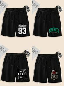 Personalized Customized Summer Shorts / Custom Logo / Photo / Text / Pet / Team Uniforms / Party Clothing Logo Customization / Just Upload Your Photo - Customize Your Exclusive Shorts - Black - View 3