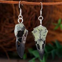 Raven Skull Gothic Raven Decorative Statue Mask Resin Necklace Pendant Jewelry - Một đôi bông tai - Xem 6