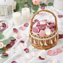 50/100/200/500/1000 片丝绸粉色玫瑰花瓣人造花瓣适用于婚礼，桃红色花瓣散装适用于周年纪念装饰，派对浪漫装饰桌或婚礼蛋糕装饰（5 种颜色混合）