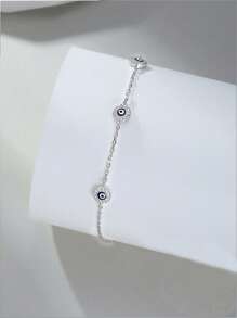 1 pulseira simples de prata esterlina 925 com cristal de zircônia e olho do diabo, presente feminino para o dia a dia/viagem/encontro