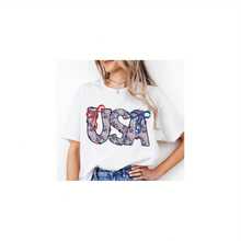 USA Bow Shirt, An Flag Red White Blue Tee, Floral USA T-Shirt, Coquette A Bow Sweatshirt, 4th Of July Shirt, Patriotic Bow Tee220G Heavy Cotton T-Shirt – Thick Fabric Holds Pe, Feels Soft – Perfect For Outdoor Adventures, Gym Sessions, Family BBQs, Or School Days – Modern Meets Vintage In One – Great Gift For , Wo, Students, And Outdoor Lovers - White - View 1