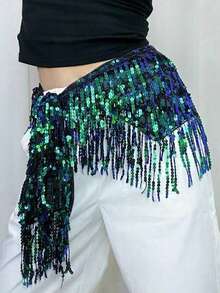 Draped Sequin Fringe Hip Accent, Dance Performance & Rave Costume Accessory - Multicolor - View 16