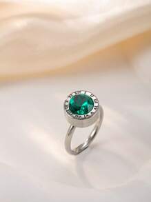 1 pieza Anillo de acero inoxidable chapado en oro de 18k con diamantes para mujer, accesorio elegante y de moda adecuado para uso diario, vacaciones, citas, regalo