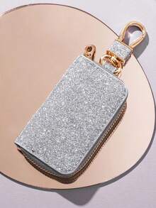 Bolsa de almacenamiento de llave de coche, bolsa de  de llaves de automóvil, llavero creativo con brillo, protector de cerradura de auto con cremallera segura, protección de bolsillo de cintura rígida, unisex para mujer, monedero mini - Multicolor - Ver 9