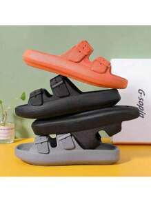 Zapatos de hombre con hebilla ajustable, sandalias con plataforma antideslizante y suela gruesa, zapatos cómodos para la playa con suela blanda para el verano