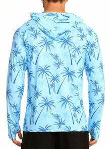 Men's UPF 50+ Sun Protection Hoodie Shirt Rash Guard Long Sleeve Shirt Fishing Outdoor Hiking Swimming Running - S032-xanh lam - Xem 7