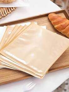 50/100pcs Heat Seal Bakery Bag With Window, Greaseproof Kraft Paper Bread Bag, Suitable For Baking, Egg Sandwiches, Donuts,Bread, Biscuits