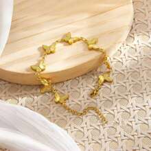 1pc Stainless Steel Shell Wave-Shaped Gold-Plated Minimalist Beach Resort Bracelet