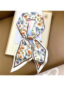1pc Women Carriage Print Fashion Style Silk Scarf Bandana,Skinny Scarf,Head Band Ideal For Dressing Up Your Look Silk Scarves