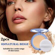Polvo compacto multicolor, de larga duración, resistente al agua y al sudor, control de grasa, ligero, transpirable, apto para todos los tonos de piel, incluye borla, regalo ideal para maquillaje natural