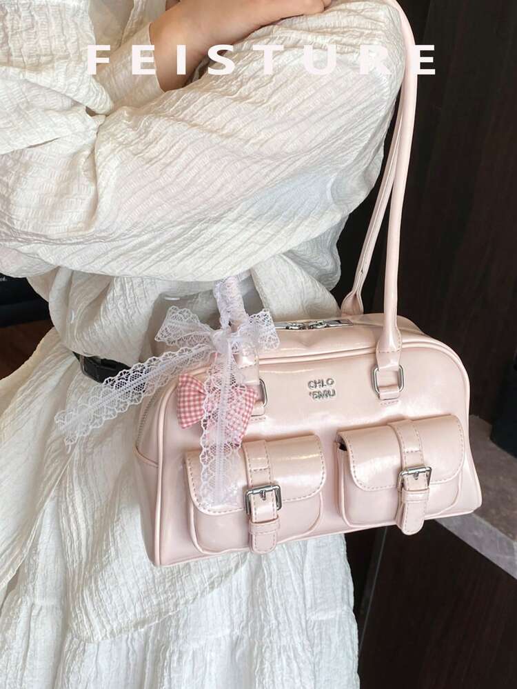 CFIERCE リボン スタッズ ショルダーバッグ ピンク y2k 可愛い 1個 