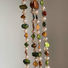 A Bohemian Colored Beaded Double-Layer Necklace Retro Light Luxury Vacation Necklace Can Be Worn - Màu tím - Xem 4