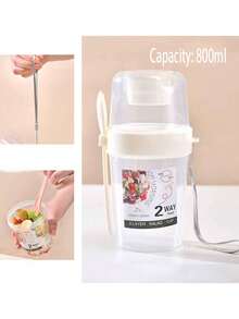 1 件 3 合 1 多功能沙拉杯 - 可用作便携式午餐盒、沙拉搅拌机、沙拉容器、食品盒、饮料杯、减肥餐盒、带叉子的牛奶杯便携式水果蔬菜零食杯，适用于早餐、酸奶、减肥、圣诞礼物和生日礼物 - 彩色 - 查看 9