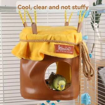 1pc Stainless Steel Parrot Nest, Summer Breathable Detachable Bottom Net Peony Phoenix Parotia Suspended Birdhouse