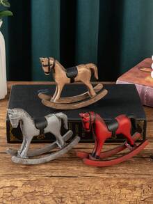 1 件复古风格木制摇马装饰，家居入口装饰工艺品