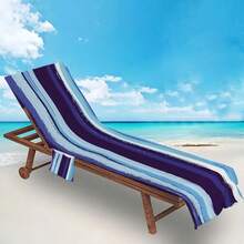 1pc Foldable Beach Chair Cover, Can Be Folded Into A Handbag, Featuring Side Pockets For Glasses And Phones. Suitable For Beach Chairs, Towels, Swimming Pool, Sunbathing, Hotels, Easy To Carry - Multicolor - View 6