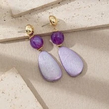 1 Pair Handmade Bohemian Style Resin Water Drop Dangle Earrings For Women, Unique Design & Colors, Irregular