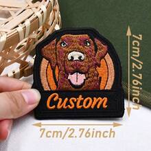 Personalized Customization Of Cute Brown Puppy With Embroidered Hook And Loop Name Patches On The Back, Suitable For Hats, Clothes, And Bags - Brown - View 6