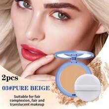 Polvo compacto multicolor, de larga duración, resistente al agua y al sudor, control de grasa, ligero, transpirable, apto para todos los tonos de piel, incluye borla, regalo ideal para maquillaje natural
