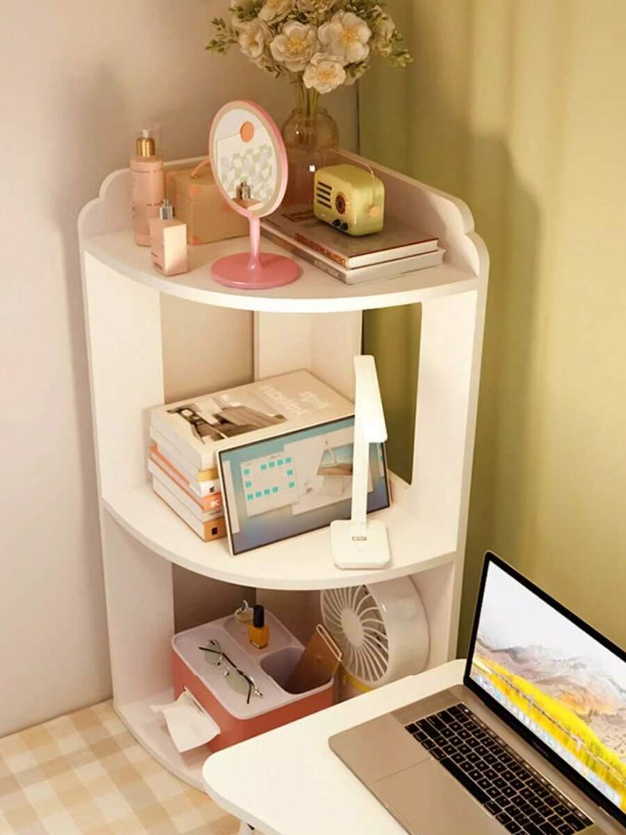 1 Giá để đồ góc bàn nhiều lớp màu trắng, Giá để đồ gắn tường cho giá sách, phòng ngủ, ký túc xá, trang trí văn phòng tại nhà - trắng - Xem 1