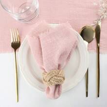 30pcs/Pack Small Size Fringed Multi-Colored Solid Color Napkins 32*32cm/12.6*12.6inch Gauze Cloth, Ideal For Wedding, Party, Home Table Decoration, Holiday Props, Daily Kitchen Use, Restaurant, Cafe, Food Photography Coasters