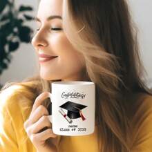 1pc 11oz Graduation Theme Mug, Personalized "Class Of 2025" Graduate Cup, Ideal Graduation Gift For Classmates, Friends, Siblings And Graduates, Suitable For Home And Office Coffee Cup